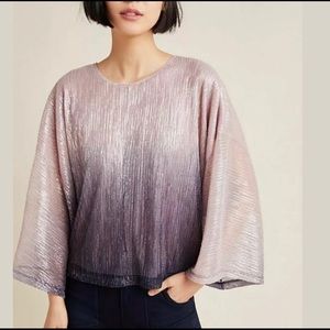 Anthropologie Serena Ombré Shimmer Metallic Top